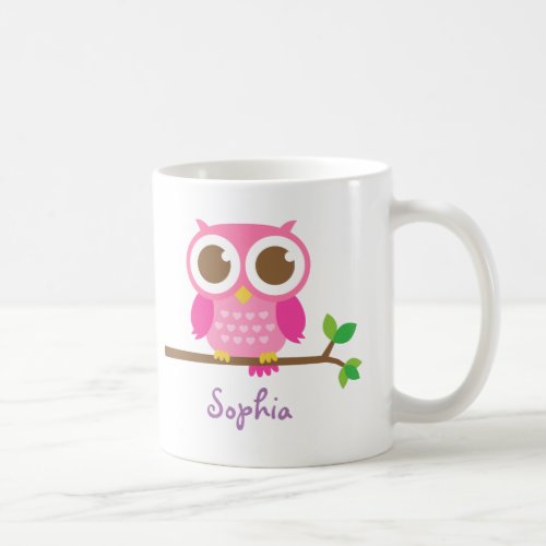 Cute Girly Pink Owl For Girls Coffee Mug