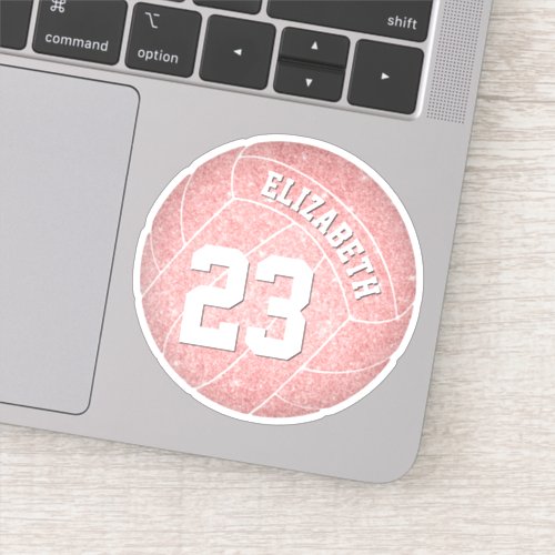 cute girly pink personalized volleyball players sticker