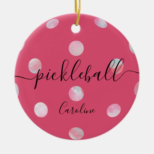 Cute Girly Pink Pickleball Ceramic Ornament