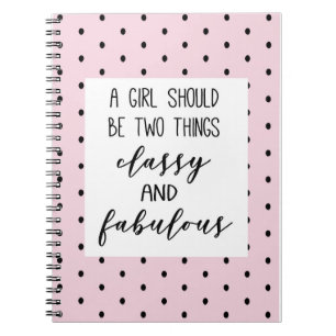 cute girly pink polka dots coco Chanel quote Notebook