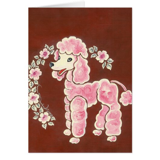 Cute Girly Pink Poodle Dog Cards (Front)