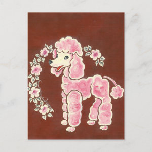 Cute Girly Pink Poodle Dog Postcard