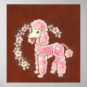 Cute Girly Pink Poodle Dog Poster