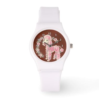 Cute Girly Pink Poodle Dog Watch by ArtsyKidsy at Zazzle