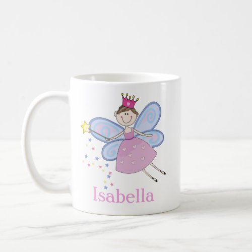 Cute Girly Pink Purple Fairy Cartoon Custom Coffee Mug