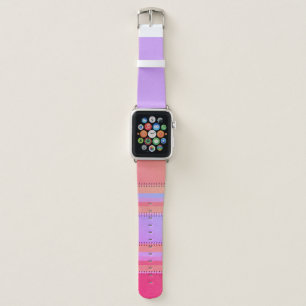 Cute Girly Pink & Purple Stripes Pattern Apple Watch Band