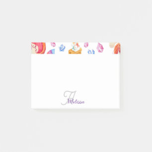 Cute Girly Pink Rainbow Star Name Monogram Unicorn Post-it Notes