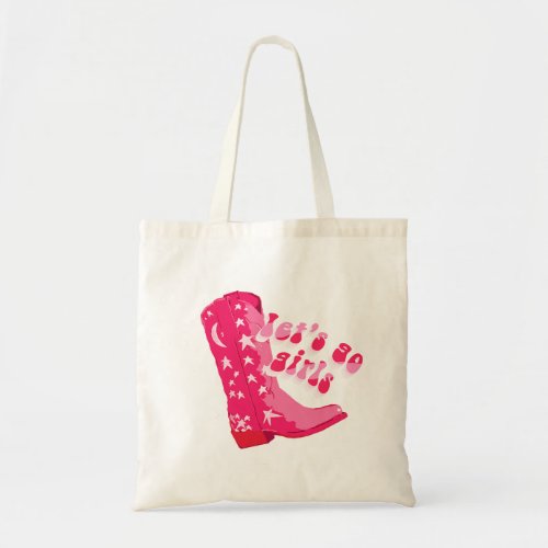 Cute Girly Pink Red Disco Cowgirl Boot Tote Bag