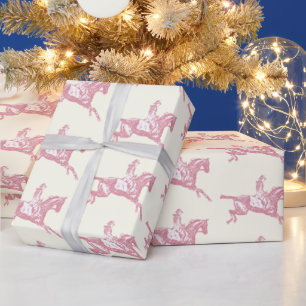 Cute Girly Pink Rose Gold Horseback Riding Wrapping Paper