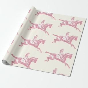 Cute Girly Pink Rose Gold Horseback Riding Wrapping Paper