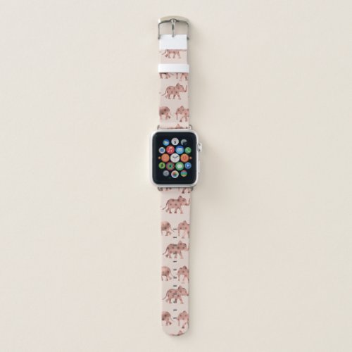 Cute Girly Pink Rose Gold Polka Dot Elephants Apple Watch Band