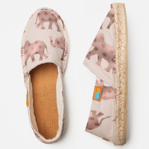 Cute Girly Pink Rose Gold Polka Dot Elephants Espadrilles