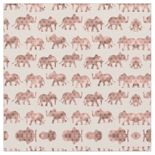 Cute Girly Pink Rose Gold Polka Dot Elephants Fabric