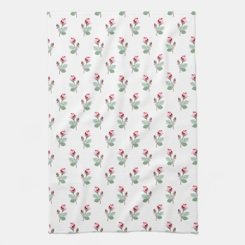 Cute Girly Pink Rosebuds Kitchen Towel