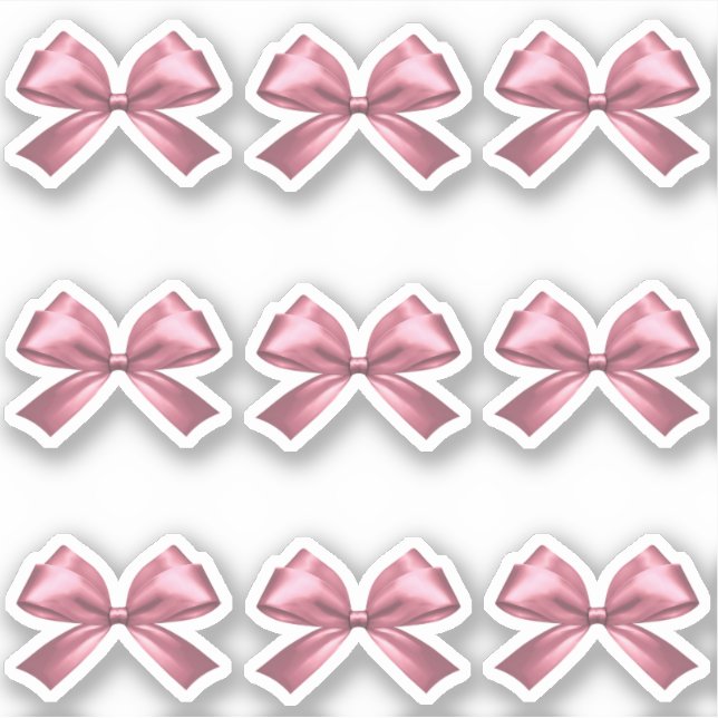 Cute Girly Pink Satin Aesthetic Bow Sticker (Front)
