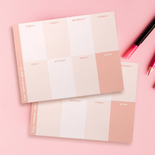 Cute Girly Pink School Weekly Planner Notepad