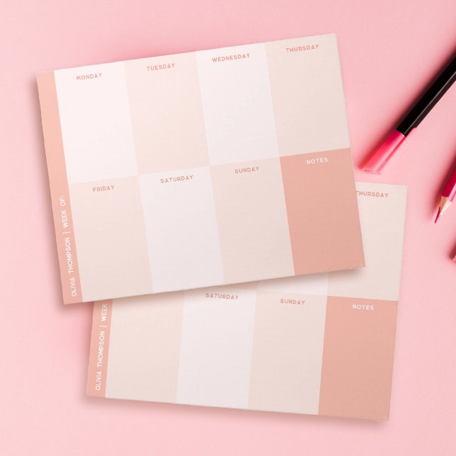 Cute Girly Pink School Weekly Planner Notepad (Creator Uploaded)