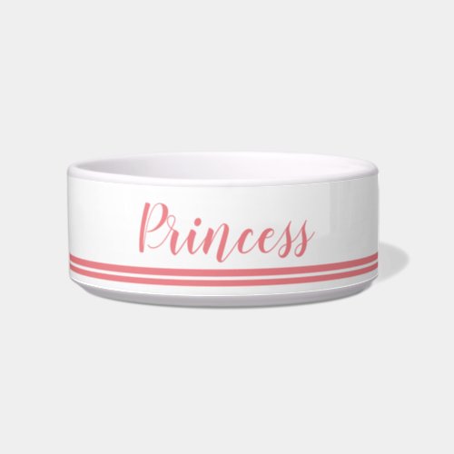 Cute Girly Pink Script Personalized Name Dog Bowl