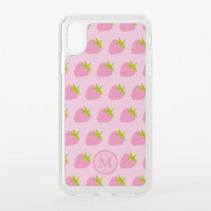 Cute Girly Pink Strawberry Pattern Monogram Speck iPhone XS Max Case