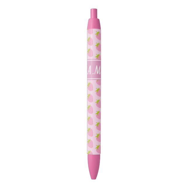 Cute Girly Pink Strawberry Pattern Pen (Front Vertical)