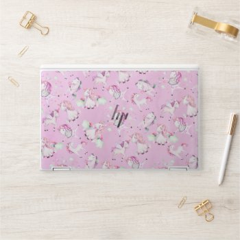 Cute Girly Pink Unicorn Rainbow Watercolor Hp Laptop Skin by pink_water at Zazzle