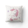 Cute Girly Pink Unicorn Throw Pillow