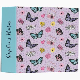 Cute Girly Pink Watercolor Groovy Butterflies