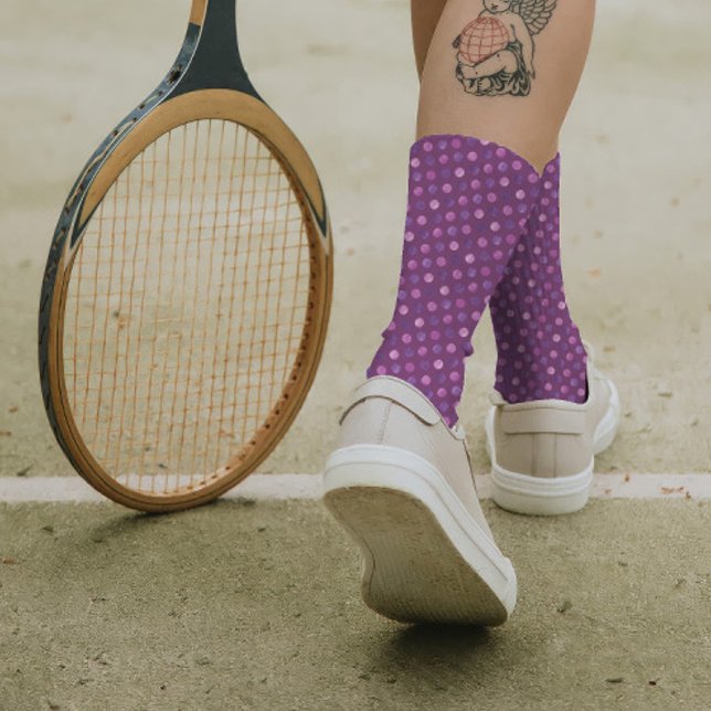 Cute Girly Polka Dots Modern Chic & Elegant Purple Socks (Creator Uploaded)