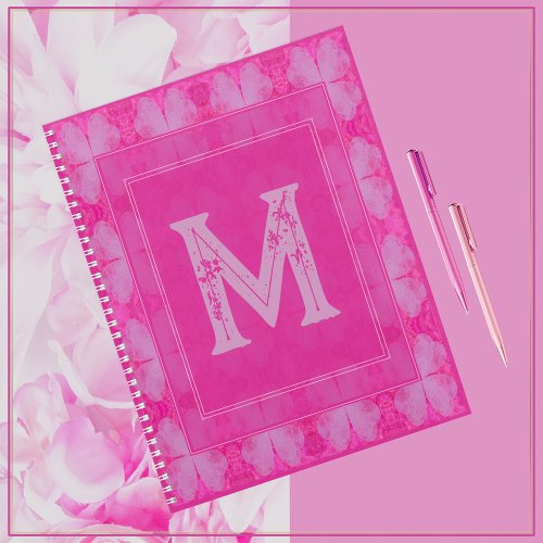 Cute Girly Pretty Pink Glitter Monogram   Planner