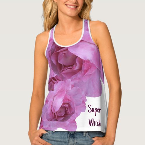 Cute girly pretty pink rose summer beach fashion tank top