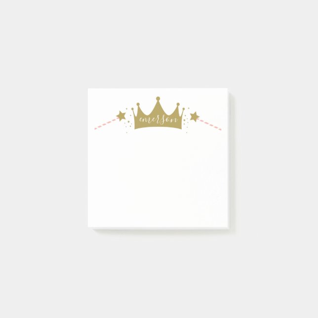 Cute Girly Princess Pink and Gold  Post-it Notes (Front)