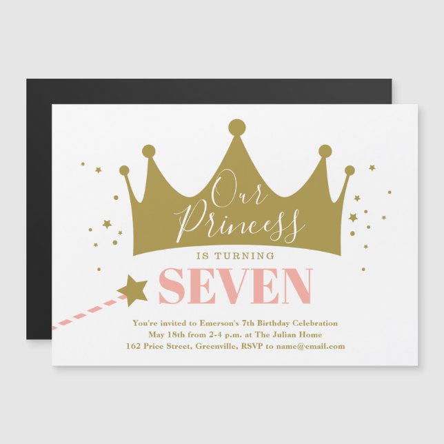 Cute Girly Princess Pink Birthday Party Invitation (Front/Back)