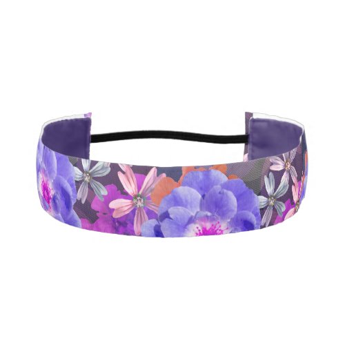 Cute  Girly Purple Floral Pattern Trendy Colorful Athletic Headband