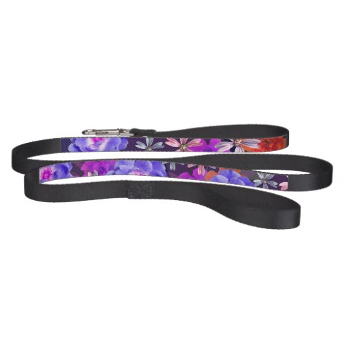 Cute  Girly Purple Floral Pattern Trendy Colorful Pet Leash