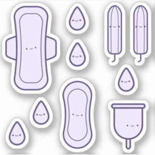 Cute Girly Purple Pad Set First Period Party Sticker
