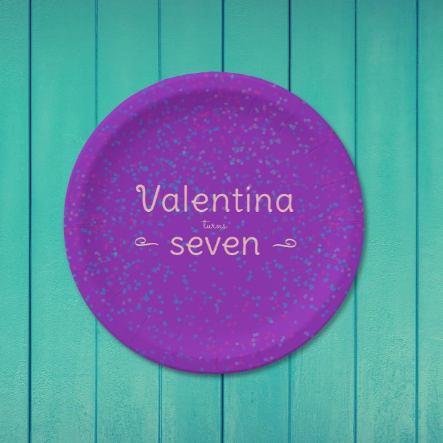 Cute Girly Purple Paper Confetti Plate (Creator Uploaded)