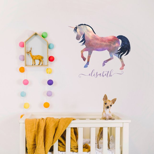  Cute & Girly Purple & Pink Celestial Unicorn Name Wall Decal (Creator Uploaded)