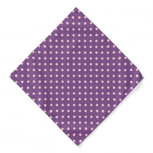 Cute Girly Purple Pink Pastel Polka Dot Pattern Bandana (Front)