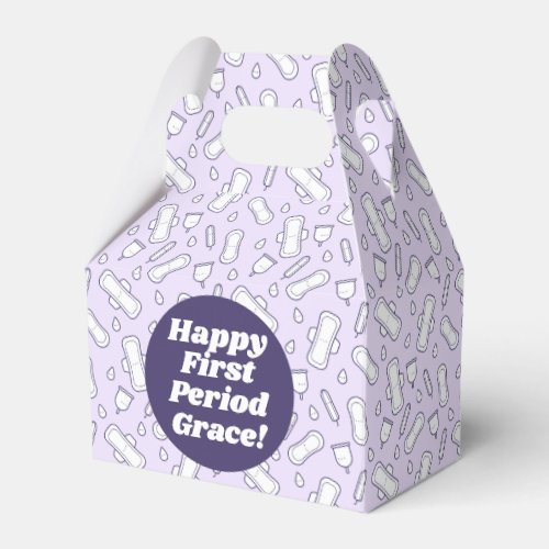 Cute Girly Purple Tampon Pattern First Period Favor Boxes