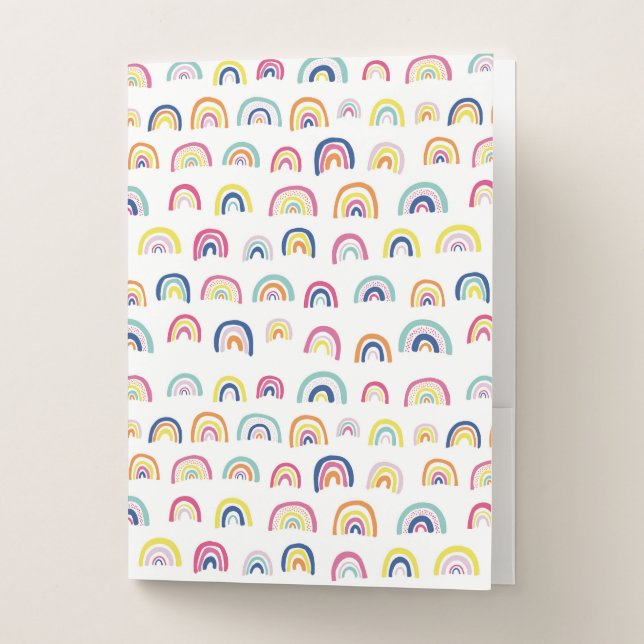 Cute Girly Rainbow Pattern Pocket Folder (Front)