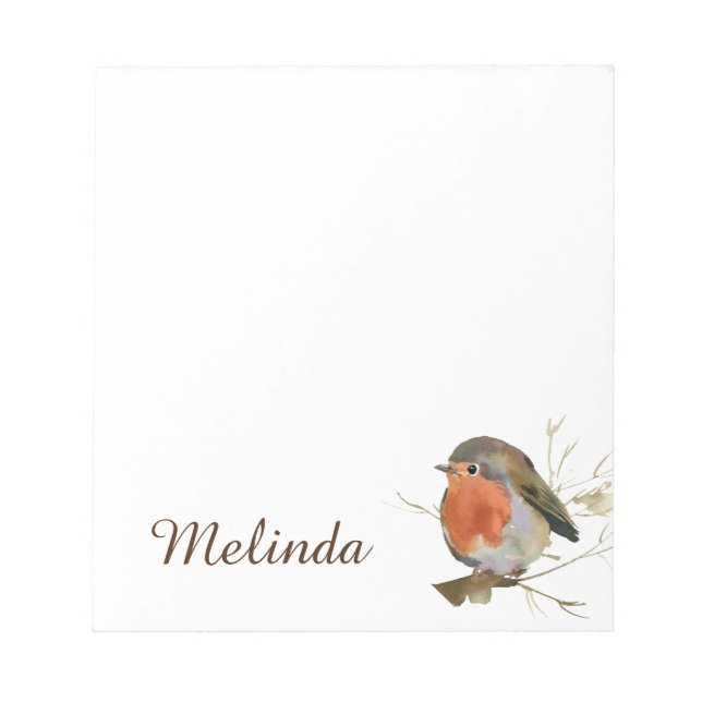 Cute Girly Red Robin Notepad (Front)