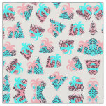 Cute Girly Retro 90s Palm Tree Doodles Pattern Fabric