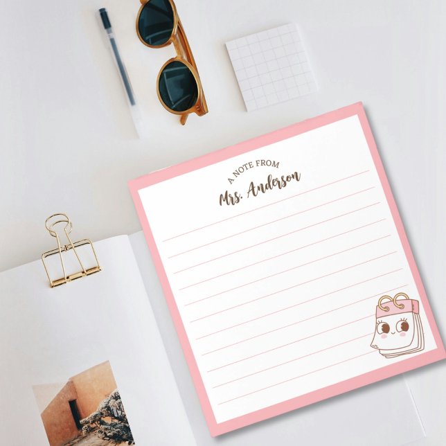 Cute Girly Retro Back To School Pink Notepad (Creator Uploaded)