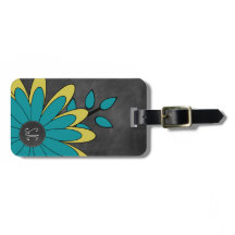 Cute Girly Retro Flower with Initials