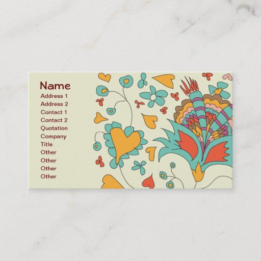 Customizable Cute Vintage Retro Hearts Flowers Business Card Template