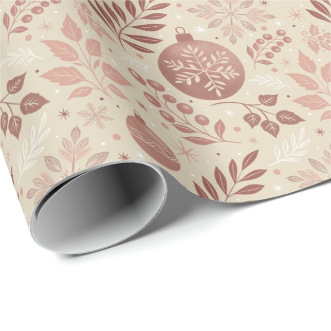 Cute Girly Retro Pink Christmas Wrapping Paper (Roll Corner)