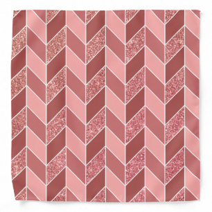 Cute Girly Rose Gold Glitter Herringbone Chevron Bandana