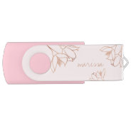 Cute Girly Rose Gold Hand Drawn Whimsical Flowers Flash Drive at Zazzle