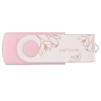 Cute Girly Rose Gold Hand Drawn Whimsical Flowers
