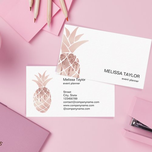 cute girly rose gold pineapple art fruit tropical business card
